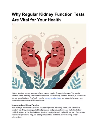 Why Regular Kidney Function Tests Are Vital for Your Health