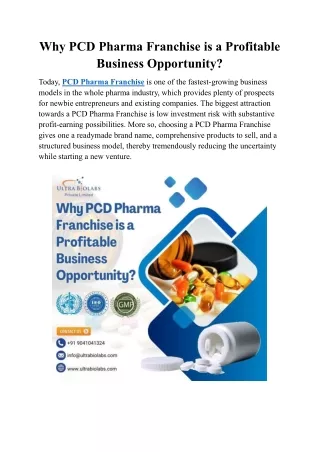 Why PCD Pharma Franchise is a Profitable Business Opportunity?