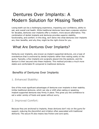 Dentures Over Implants_ A Modern Solution for Missing Teeth