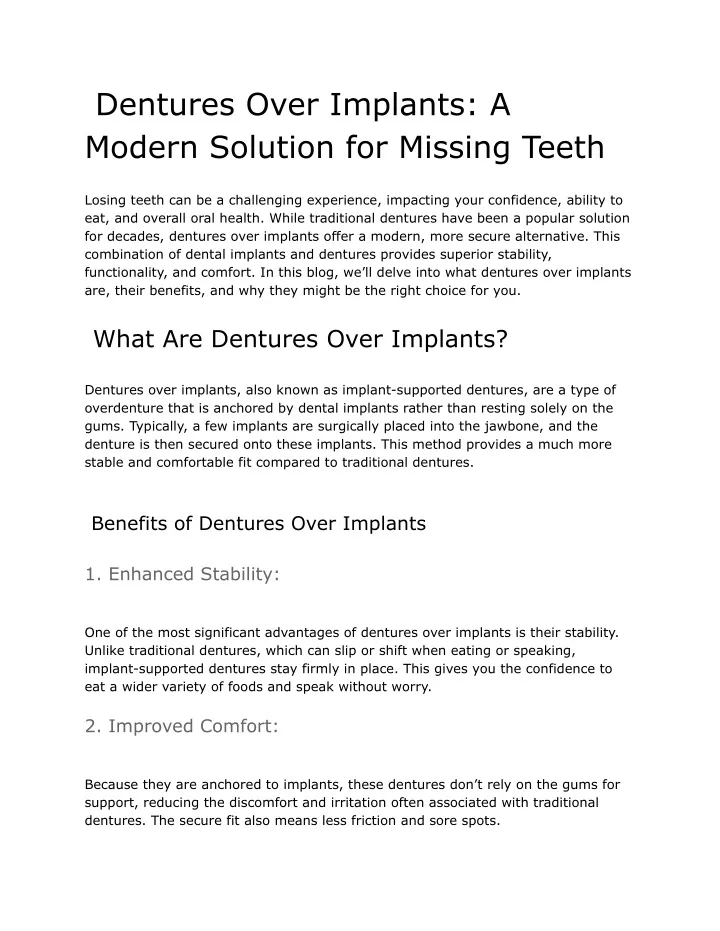 dentures over implants a modern solution