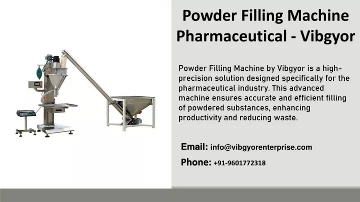 powder filling machine pharmaceutical vibgyor