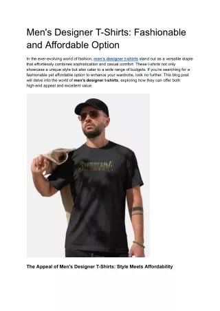 Men's Designer T-Shirts_ Fashionable and Affordable Option