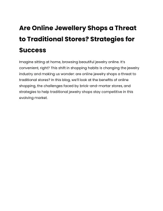 How Offline Jewellery Stores Can Compete with Online Shops.