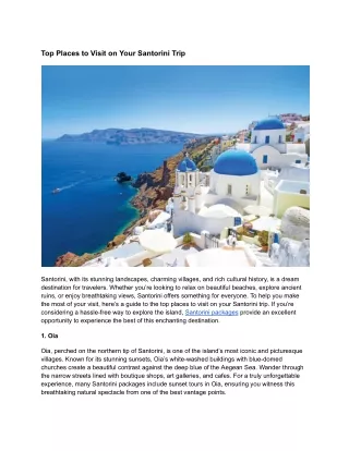 Top Places to Visit on Your Santorini Trip