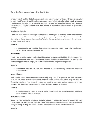 top 10 benefits of implementing a hybrid cloud