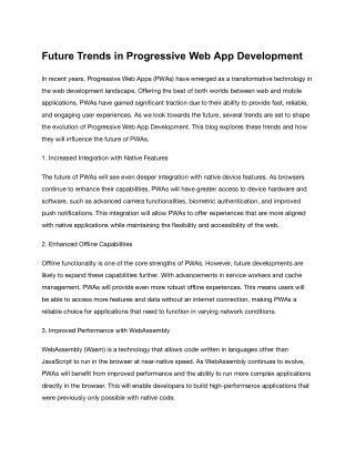 Future Trends in Progressive Web App Development