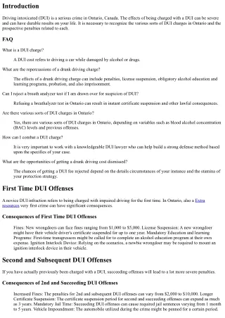 Understanding the Different Kinds Of DUI Charges in Ontario