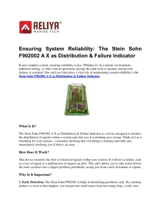 Ensuring System Reliability: The Stein Sohn F902002 A Xas Distribution & Failure