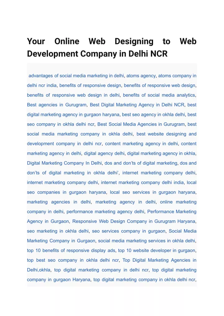 your development company in delhi ncr