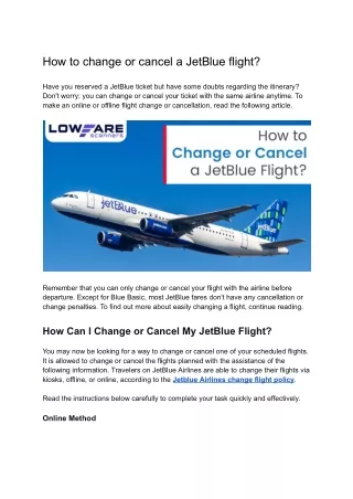 How to change or cancel a JetBlue flight_