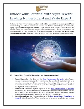 Vijita Tewari: Leading Numerologist and Vastu Expert