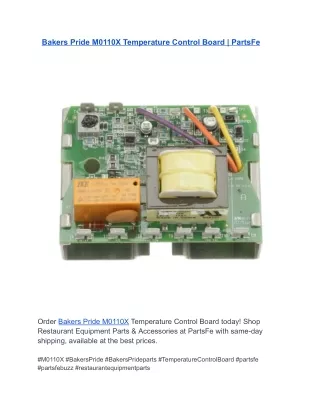 Bakers Pride M0110X Temperature Control Board  PartsFe