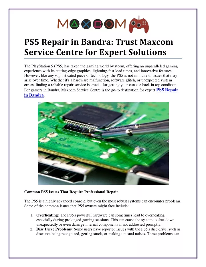 ps5 repair in bandra trust maxcom service centre