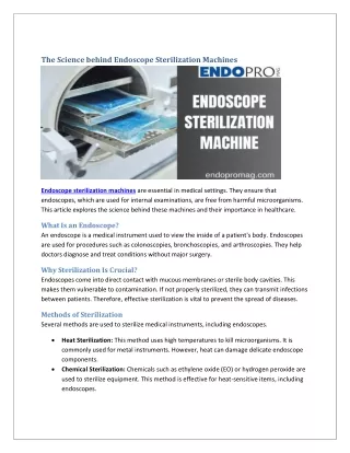 the science behind endoscope sterilization