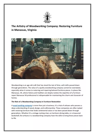 The Artistry of Woodworking Company Restoring Furniture in Manassas, Virginia