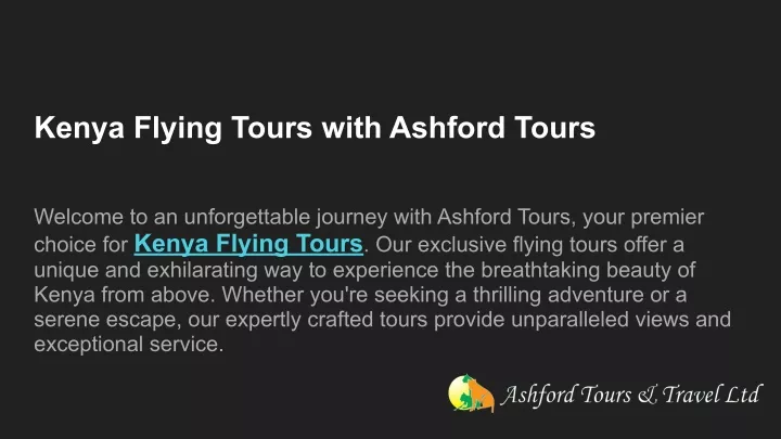 kenya flying tours with ashford tours