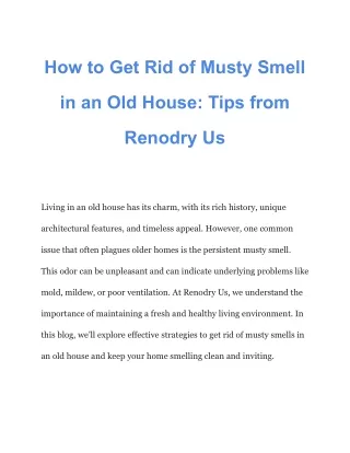 How to Get Rid of Musty Smell in an Old House_ Tips from Renodry Us