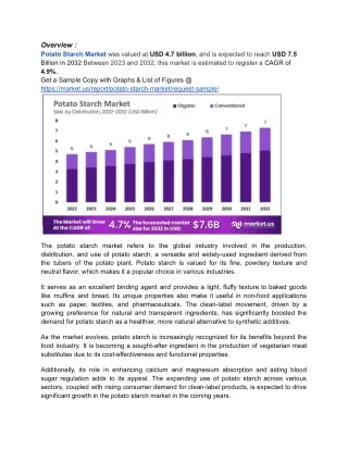 "Rising Raw Material Costs and Supply Chain Disruptions Challenge Potato Starch