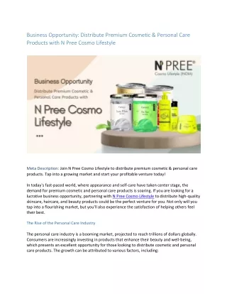 Business Opportunity: Distribute Premium Cosmetic & Personal Care Products with