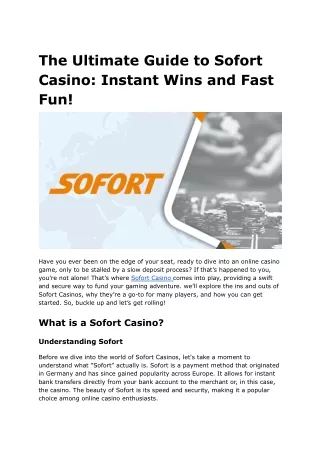 the ultimate guide to sofort casino instant wins