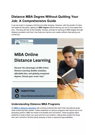 distance mba degree without quitting your