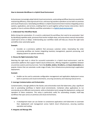 how to automate workflows in a hybrid cloud