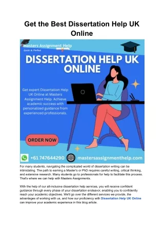 Get the Best Dissertation Help UK Online