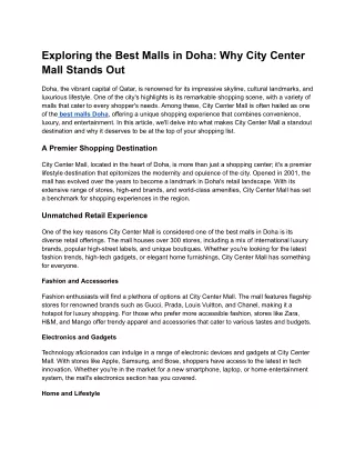 Exploring the Best Malls in Doha_ Why City Center Mall Stands Out