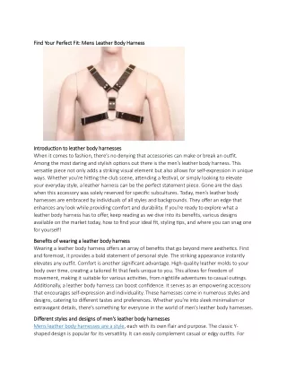find your perfect fit mens leather body harness