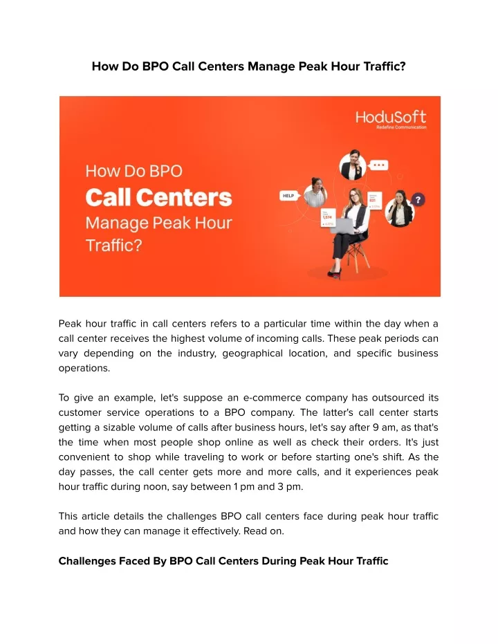 how do bpo call centers manage peak hour traffic