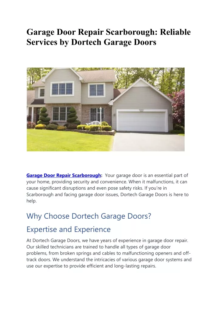 garage door repair scarborough reliable services