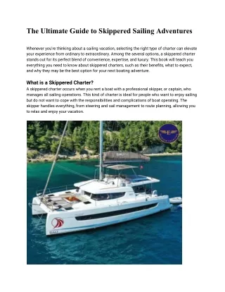 The Ultimate Guide to Skippered Sailing Adventures