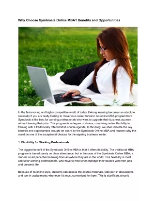 Why Choose Symbiosis Online MBA_ Benefits and Opportunities