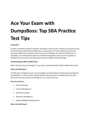 ace your exam with dumpsboss top sba practice