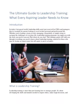 The Ultimate Guide to Leadership Training: What Every Aspiring Leader Needs