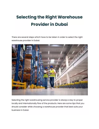 Selecting the Right Warehouse Provider in Dubai