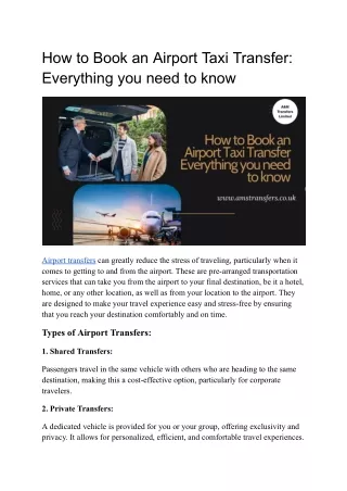 how to book an airport taxi transfer everything
