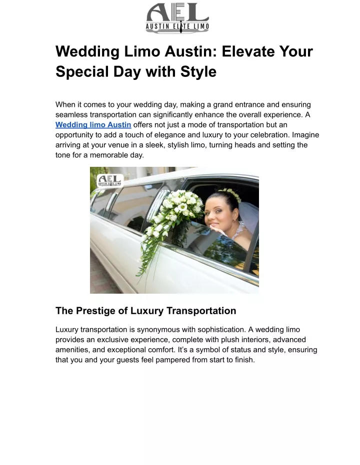 wedding limo austin elevate your special day with