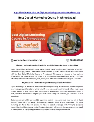 Best Digital Marketing Course in Ahmedabad Perfect Computer Education Ahmedabad