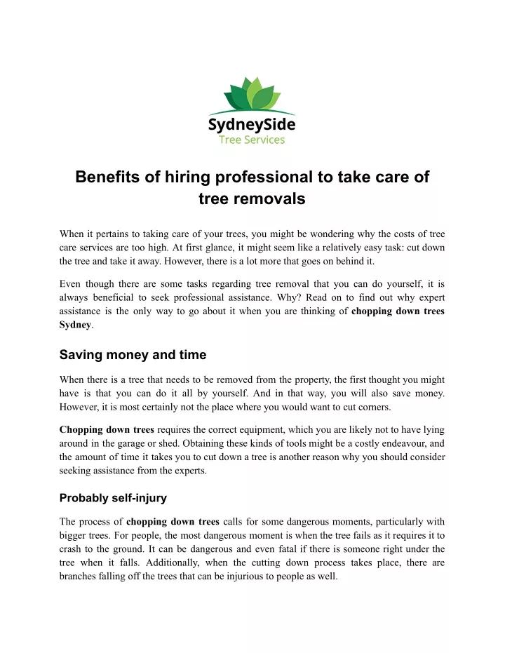 benefits of hiring professional to take care