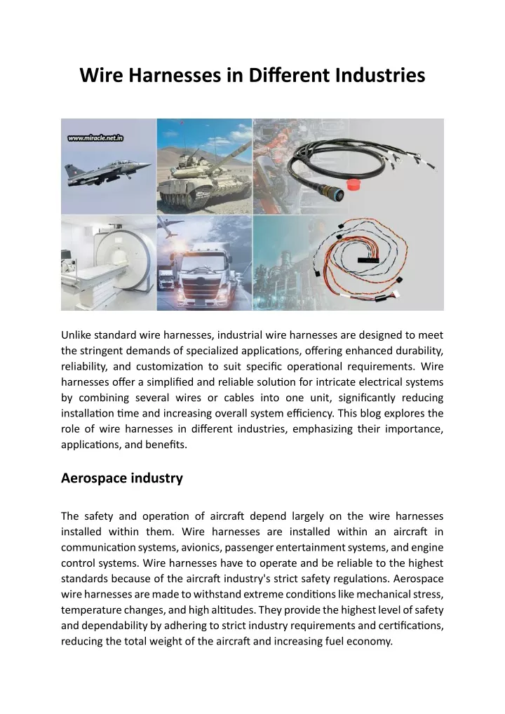 wire harnesses in different industries