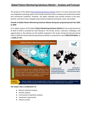 global patient monitoring solutions market