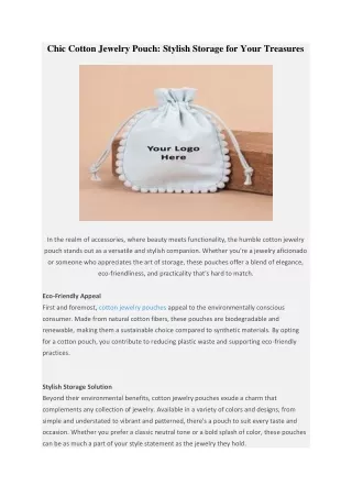 Chic Cotton Jewelry Pouch