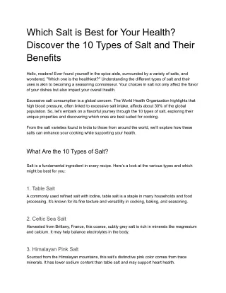 Which Salt is Best for Your Health