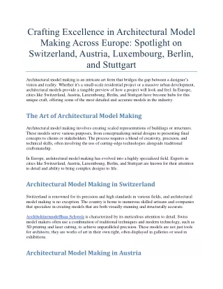 crafting excellence in architectural model making