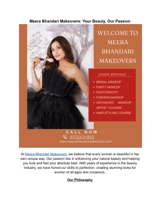 Meera Bhandari Makeovers Your Beauty  Our Passion