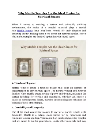 Why Marble Temples Are the Ideal Choice for Spiritual Spaces