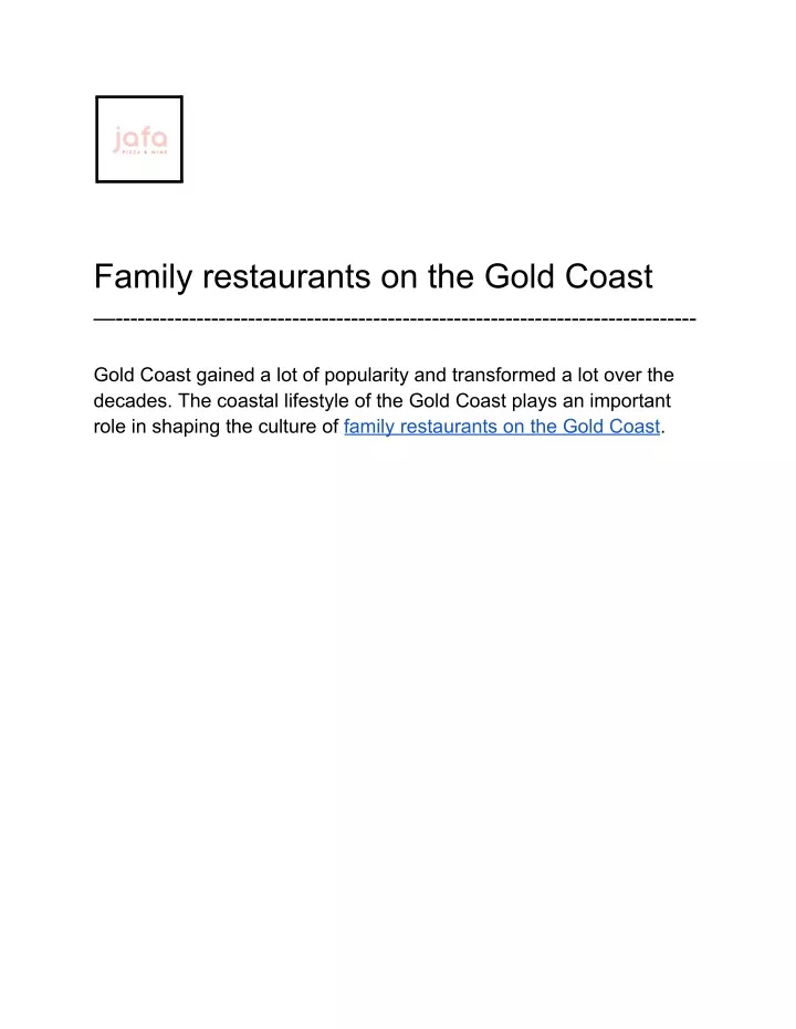 family restaurants on the gold coast