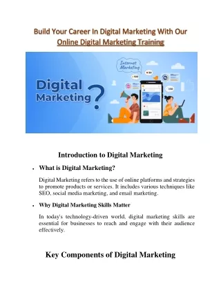 Build Your Career In Digital Marketing With Our Online Digital Marketing Trainin