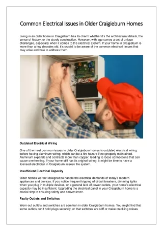 Common Electrical Issues in Older Craigieburn Homes